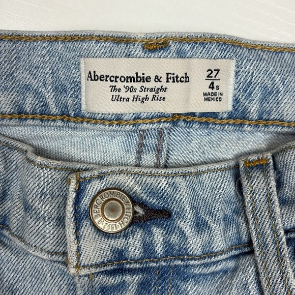 Abercrombie & Fitch The '90s Straight Ultra High Rise Jeans Distressed Denim 27 - Picture 7 of 8